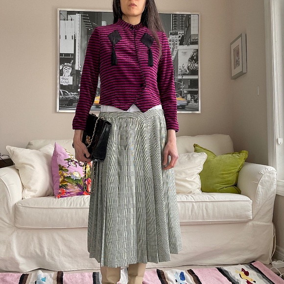 Velvet and metallic textured stripe jacket with tassel embellishment - Picture 1 of 17